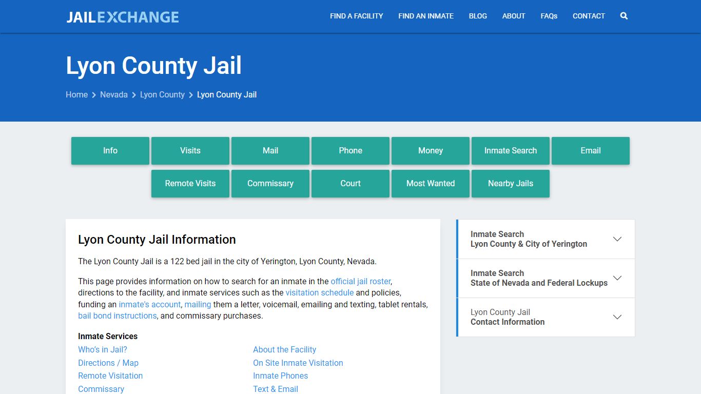 Lyon County Jail, NV Inmate Search, Information - Jail Exchange